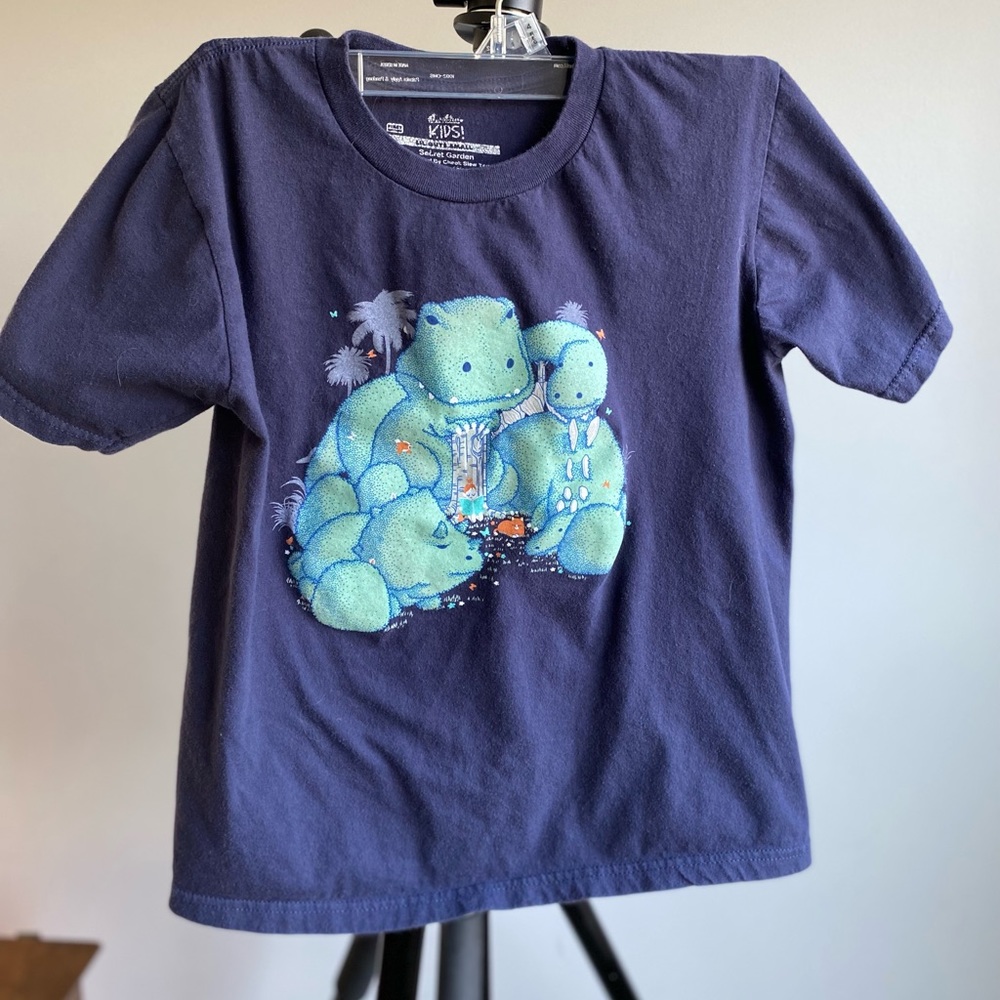 Threadless Navy t-shirt titled "Secret Garden"